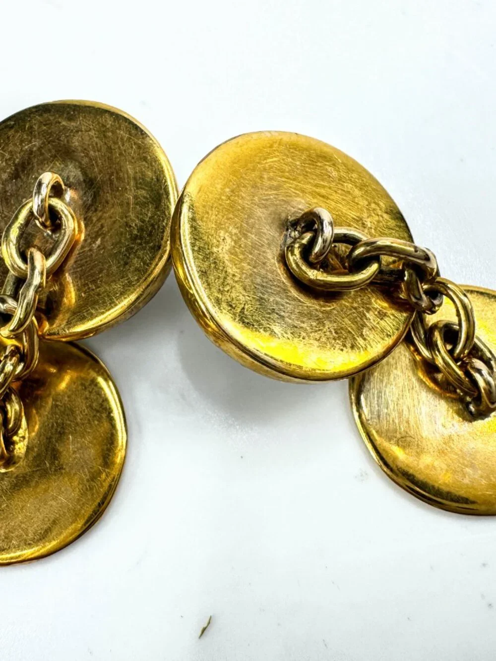 Vintage Art Deco reverse crystal fox hunting dog 9ct gold cufflinks SS475